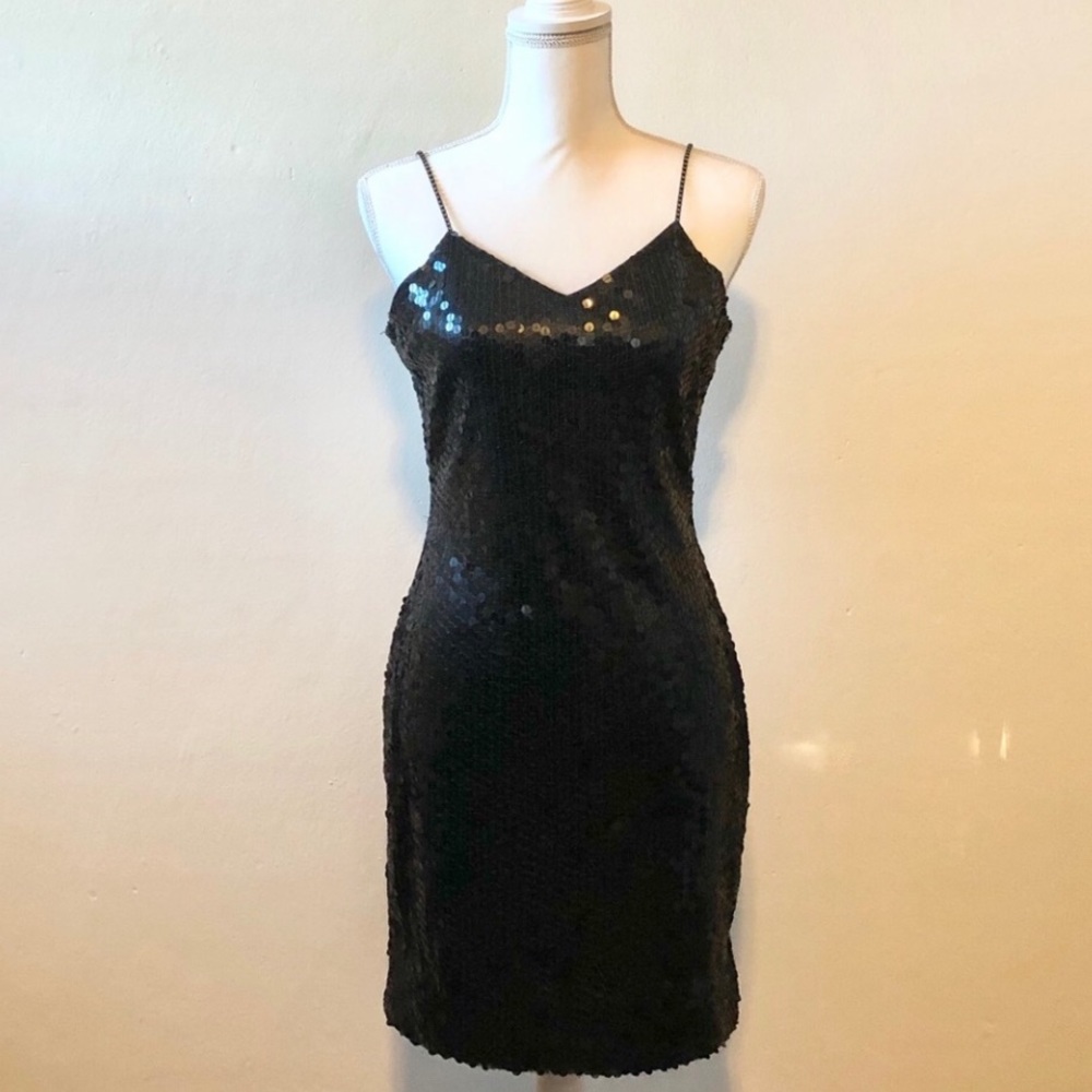 Niteline Black Sequin V Neckline and V Backline Studded Dress Women’s size 8 - Picture 12 of 12